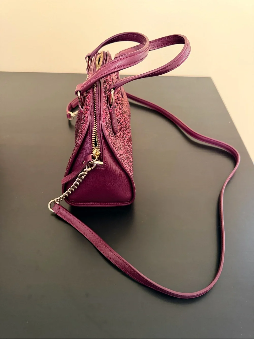 kate spade New York Laurel Way Magenta Glitter Dome Satchel
